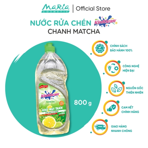 Nước Rửa Chén KinKlean hương Chanh Matcha - Công Nghệ pH Balance Plus (800ml)