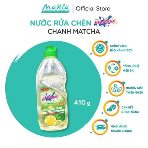 Nước Rửa Chén KinKlean hương Chanh Matcha - Công Nghệ pH Balance Plus (410ml)
