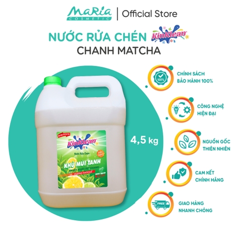 Nước Rửa Chén KinKlean hương Chanh Matcha - Công Nghệ pH Balance Plus (4.5kg)