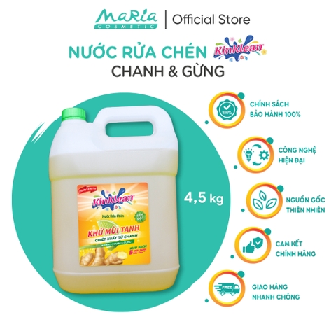 Nước rửa chén KinKlean Chanh - Gừng 4,5kgx4 can