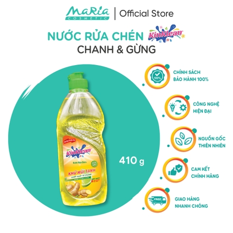 Nước Rửa Chén KinKlean hương Chanh Gừng - Công Nghệ pH Balance Plus (410ml)
