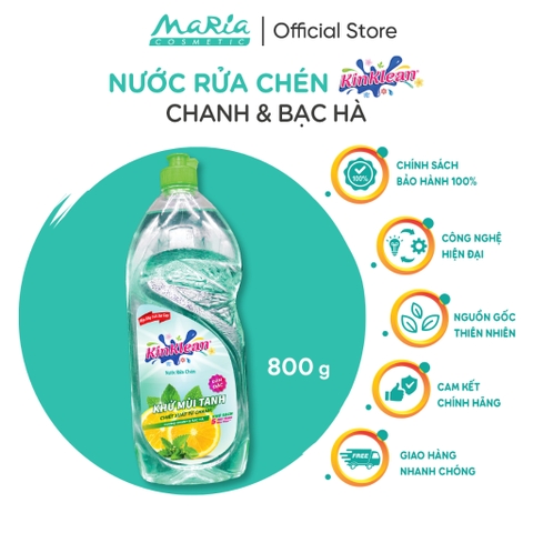 Nước Rửa Chén KinKlean hương Chanh Bạc Hà - Công Nghệ pH Balance Plus (800ml)