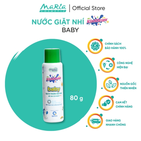 Nước giặt xả KinKlean Baby sạch thơm dịu nhẹ và an toàn cho da bé 80g