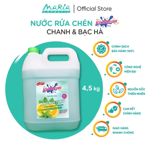 Nước Rửa Chén KinKlean hương Chanh Bạc Hà - Công Nghệ pH Balance Plus (4.5kg)