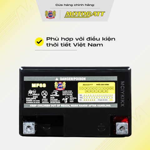 Bình Ắc Quy Xe Máy Khô Cọc Chì Motobatt Standard MF6S 12V 5Ah Màu Đen
