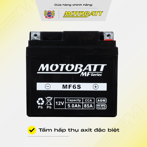 Bình Ắc Quy Xe Máy Khô Cọc Chì Motobatt Standard MF6S 12V 5Ah Màu Đen