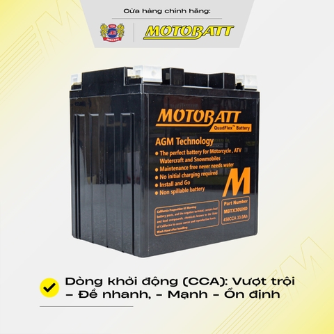 Bình điện phân khối lớn Motobatt Quadflex 440A dòng khủng khủng bảo hành 12 tháng chính hãng