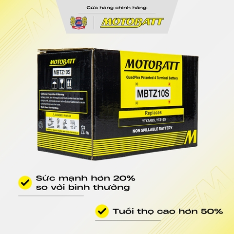 Bình điện phân khối lớn Motobatt Quadflex 190A 8,6Ah dòng CCA cực cao bảo hành 12 tháng chính hãng