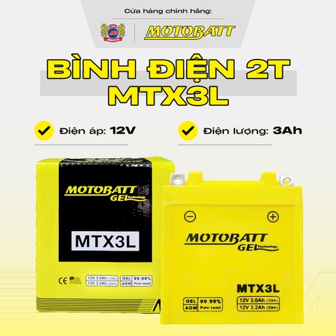 Bình 2 thì Motobatt bình gel siêu bền chống rò rỉ bảo hành 18 tháng bình điện vàng chính hãng