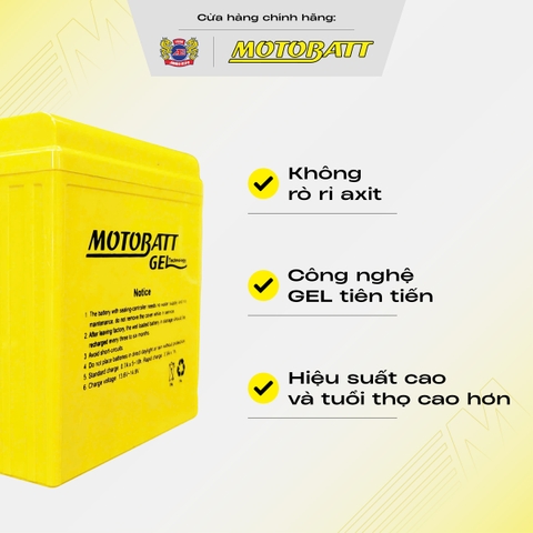 Bình 7L Gel Motobatt cho SH siêu bền dòng CCA cực cao bảo hành 18 tháng bình điện vàng chính hãng
