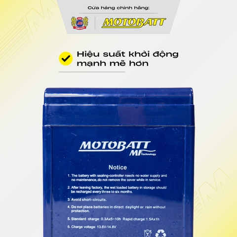Bình điện 2 thì Motobatt bình khô mạnh mẽ chịu va đập bảo hành 12 tháng chính hãng