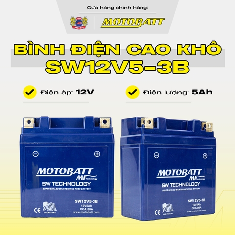 Bình điện Khô Motobatt mạnh mẽ dòng cao bình cao bảo hành 12 tháng chính hãng