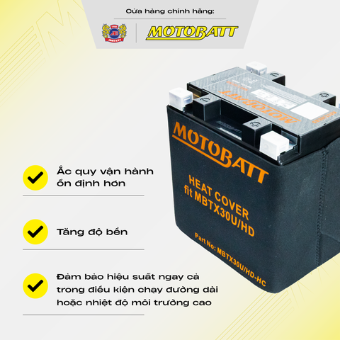Túi Cách Nhiệt Ắc Quy Xe Máy Chống Nóng Tăng Tuổi Thọ Bình EVA HEAT COVER Motobatt MBTX30UHD Cho Harley Davidson