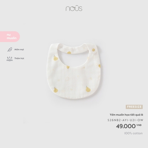 (FS) NOUS - Yếm muslin họa tiết quả lê - SS26.T8A