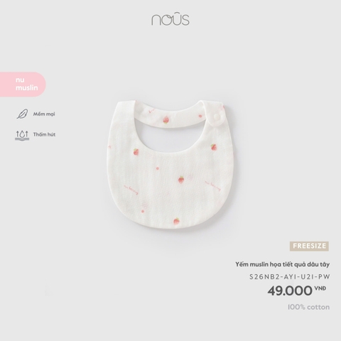 (FS) NOUS - Yếm muslin họa tiết quả dâu tây - SS26.T8A