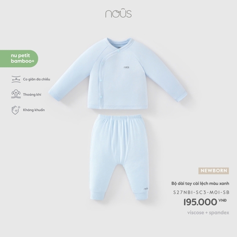 (Newborn) NOUS - Bộ dài tay cài lệch màu xanh - SS26.T9A