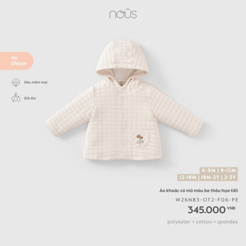 (6M-2Y) NOUS - Áo khoác có mũ màu be thêu họa tiết - SS26.T10A