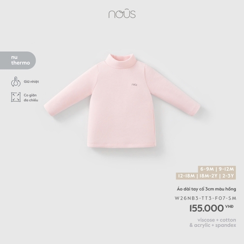 (6M-2Y) NOUS - Áo dài tay cổ 3cm màu hồng - SS26.T10A