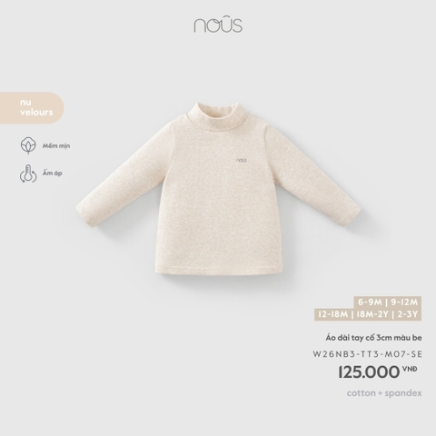 (6M-2Y) NOUS - Áo dài tay cổ 3cm màu be - SS26.T10A
