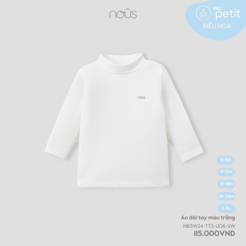 NOUS:-:Áo:dài:tay:màu:trắng:9M:-:9-12M:-:SS24.T8A