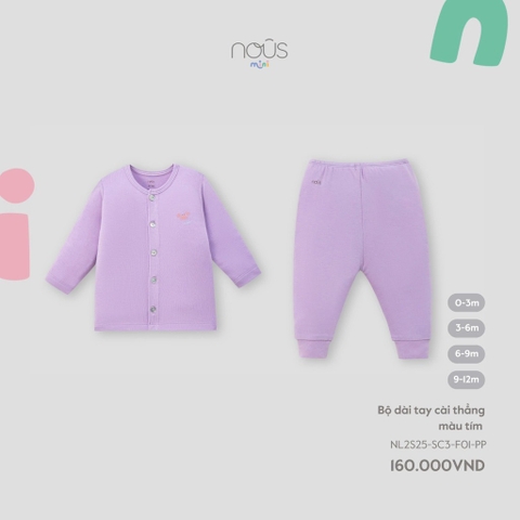 NOUS S10 - Bộ dài tay cài thẳng màu tím - 3-6M - SS25.T4B