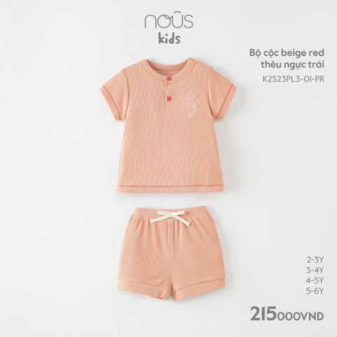 NOUS - Bộ cộc beige red thêu ngực trái 2Y - Kids