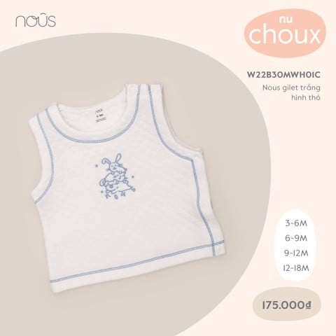 NOUS S30 - Nous gilet trắng hình thỏ - 6-9M - SS25.NP