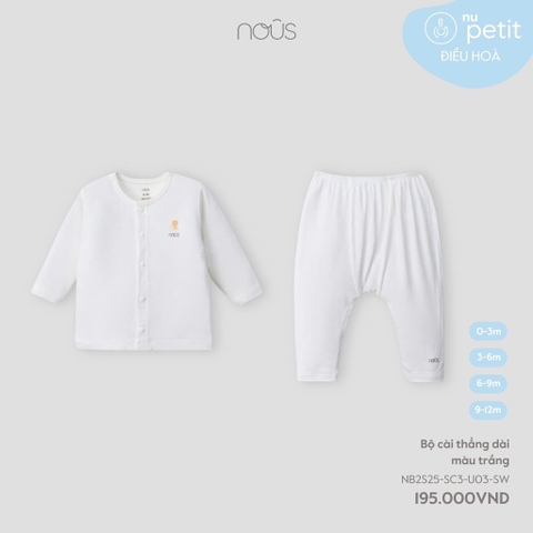 NOUS - Bộ cài thẳng dài màu trắng - SS25.T3A