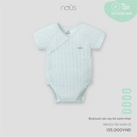 NOUS - Body chip cộc tay kẻ xanh nhạt - 6-9M -