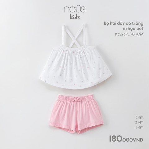 NOUS - Bộ hai dây áo trắng in họa tiết