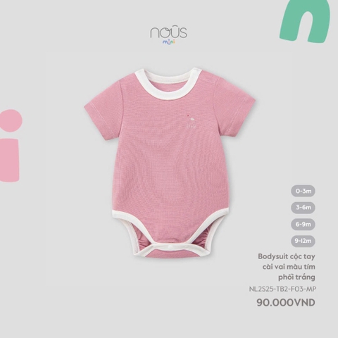 NOUS MINI - Body cộc tay cài vai màu tím phối trắng - SS25.T4A