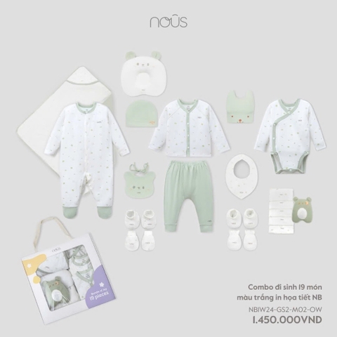 NOUS - Combo đi sinh 19 món màu trắng in họa tiết NB - SS24.T8A
