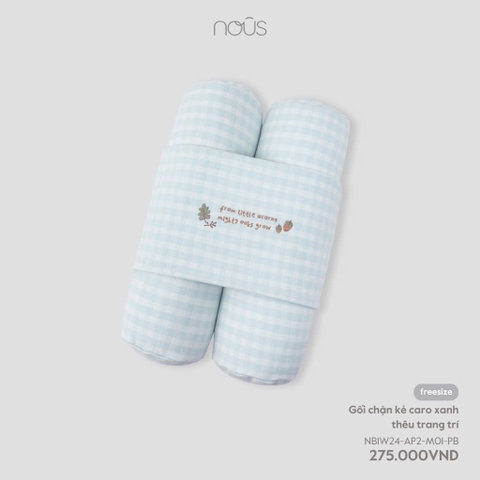 NOUS - Gối chặn kẻ caro xanh thêu trang trí - SS24.T8A