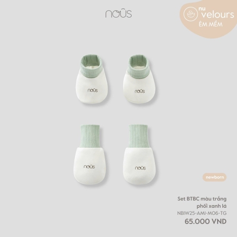 NOUS - Set BTBC màu trắng phối xanh lá -SS25.T9A