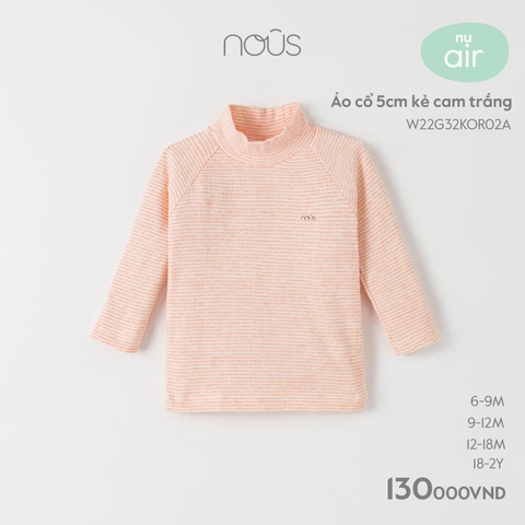 NOUS - Áo cổ 5cm kẻ cam trắng - Nu Air - 12M - ZTD