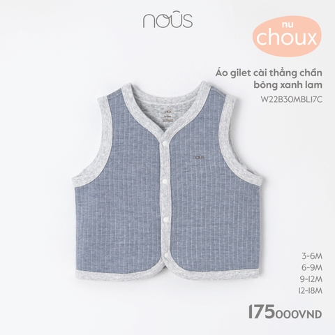NOUS - Áo gile cài thẳng chần bông xanh lam  - Nu Choux - 6M - SS23.9 - ZTD
