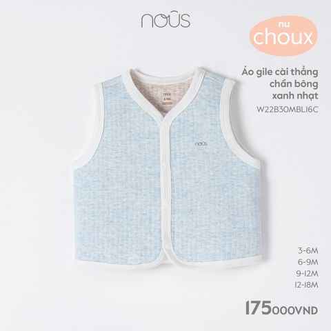 NOUS - Áo gile cài thẳng chần bông xanh nhạt - Nu Choux - 12M - SS23.10 - ZTD