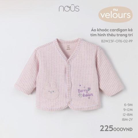 NOUS - Áo khoác cardigan kẻ tím hình thêu trang trí - Nu Velours - 9M - SS23.10 - ZTD