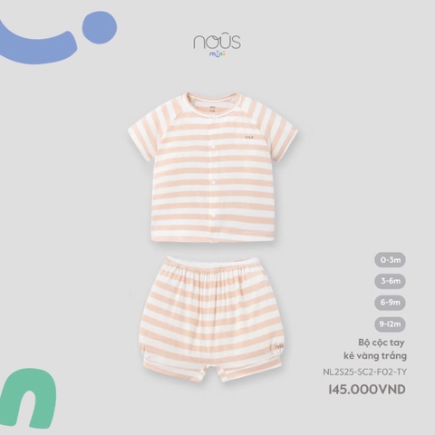 NOUS MINI - Bộ cộc tay kẻ vàng trắng - SS25.T4A