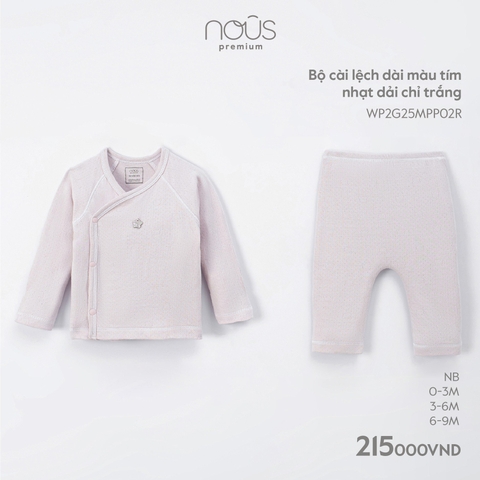 NOUS - Bộ cài lệch dài màu tím nhạt dải chỉ trắng  - Nu Pre - NB - SS23.9