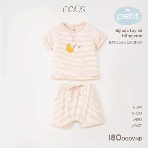 NOUS - Bộ cộc tay kẻ hồng cam - 12-18M -