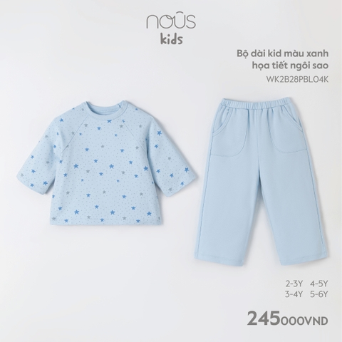 NOUS - Bộ dài kid màu xanh họa tiết ngôi sao  - Nu Kids - 3Y - SS23.9 - ZTD