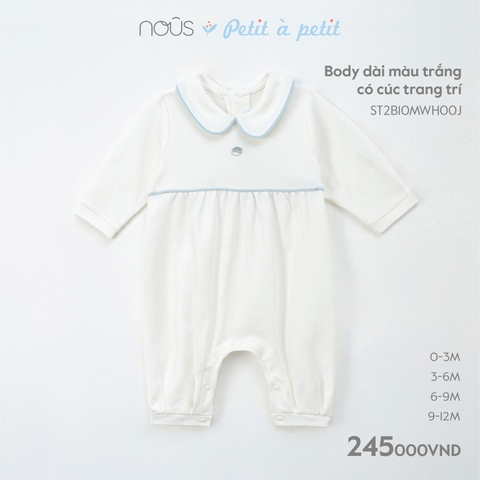 NOUS - Body dài màu trắng có cúc trang trí - Nu Petit - 9M
