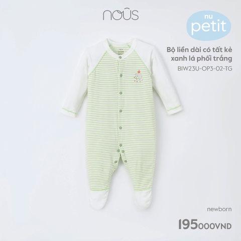 NOUS - Body dài có tất kẻ xanh lá phối trắng NB - Petit - Body