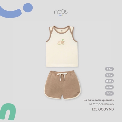NOUS MINI - Bộ ba lỗ áo be quần nâu - SS25.T4A