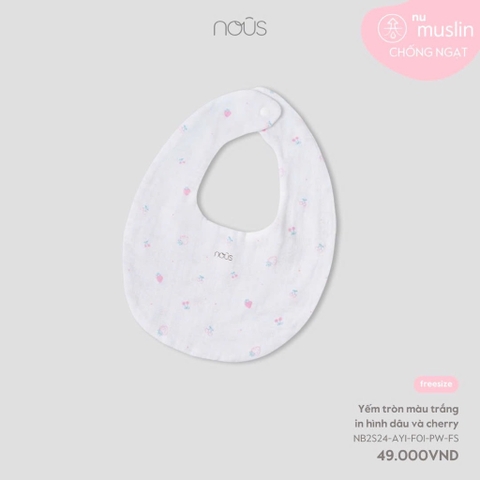 NOUS - Yếm tròn màu trắng in hình dâu và cherry - NP