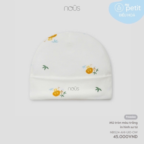 NOUS - Mũ tròn màu trắng in hình sư tử - NP