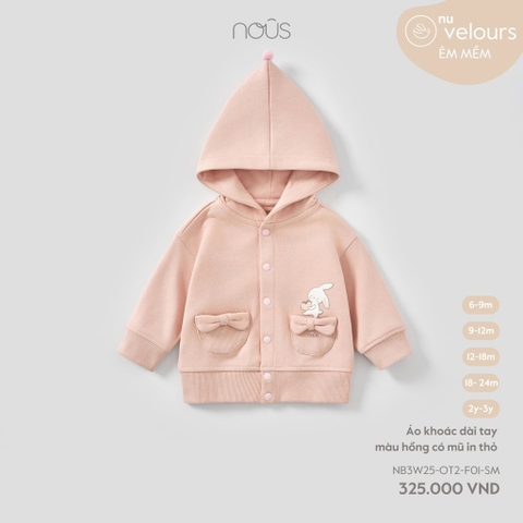 NOUS - Áo khoác dài tay màu hồng có mũ in thỏ - - 6-9M - SS25.T9A
