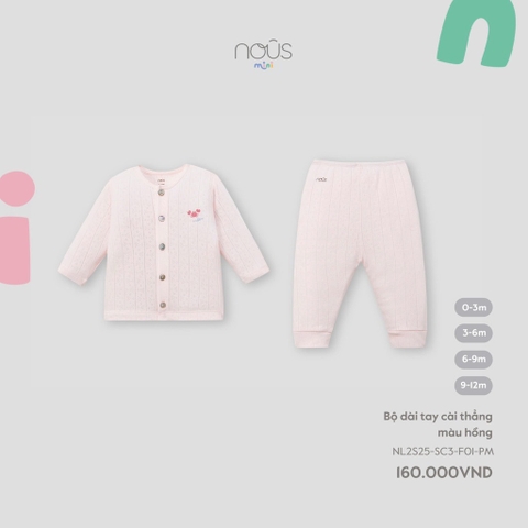 NOUS:MINI:-:Bộ:dài:tay:cài:thẳng:màu:hồng:-:0-3M:-:SS25.T4B