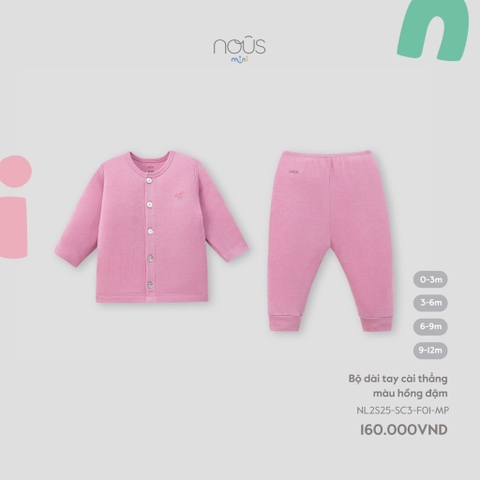 NOUS MINI - Bộ dài tay cài thẳng màu hồng đậm - 0-3M - SS25.T4B